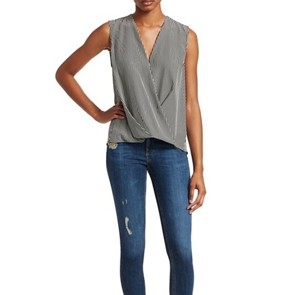 Rag & bone Victor Stripe Sleeveless Silk Blouse NWT